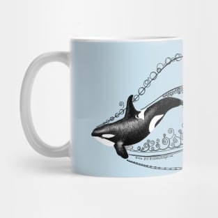 Orca and Salmon Doodle Mug